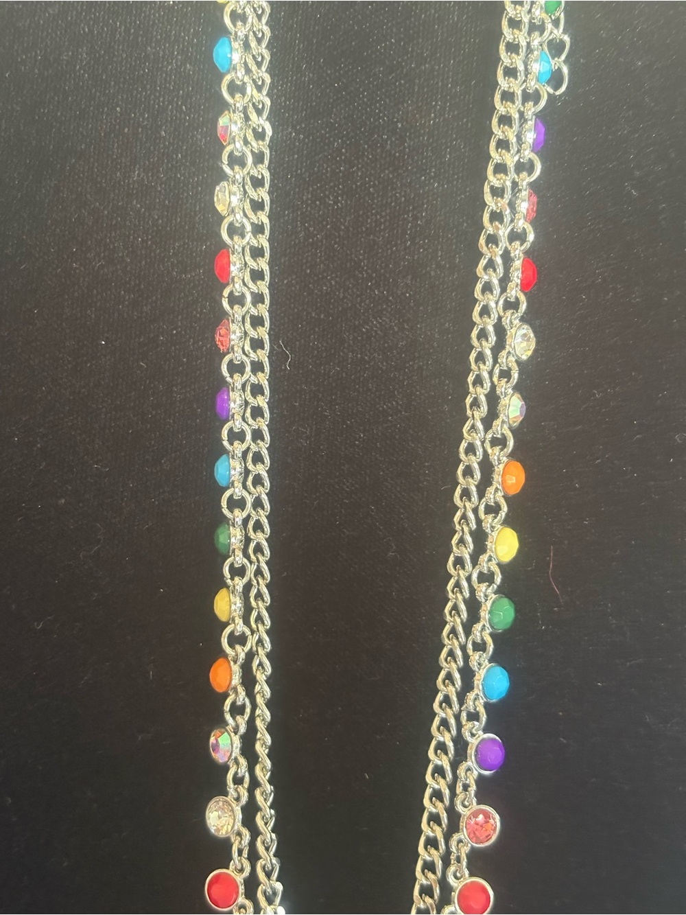 Multicolor Beaded Silver Chain Necklace - Women Jewelry